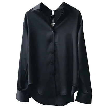 Women’s Casual Long Sleeve Blouse – Spring & Autumn Turn-Down Collar Top