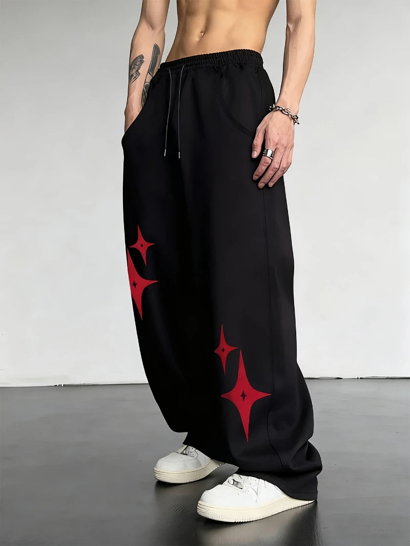 Men’s Y2K Hip-Hop Drawstring Pants – Loose Fit Warm Cotton Casual Trousers