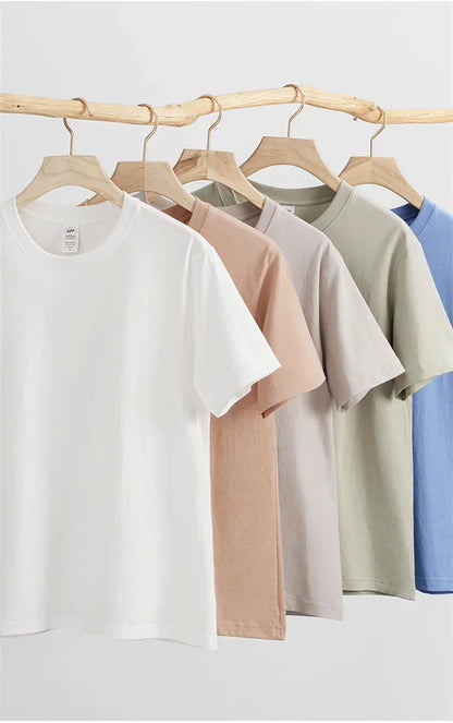 Men’s 230G Heavy Cotton Tee – Loose Fit Solid Color Short Sleeve