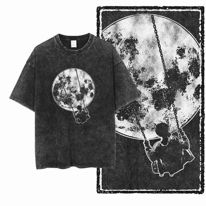 Astronaut Acid Wash Tee – Space Graphic Oversized Streetwear