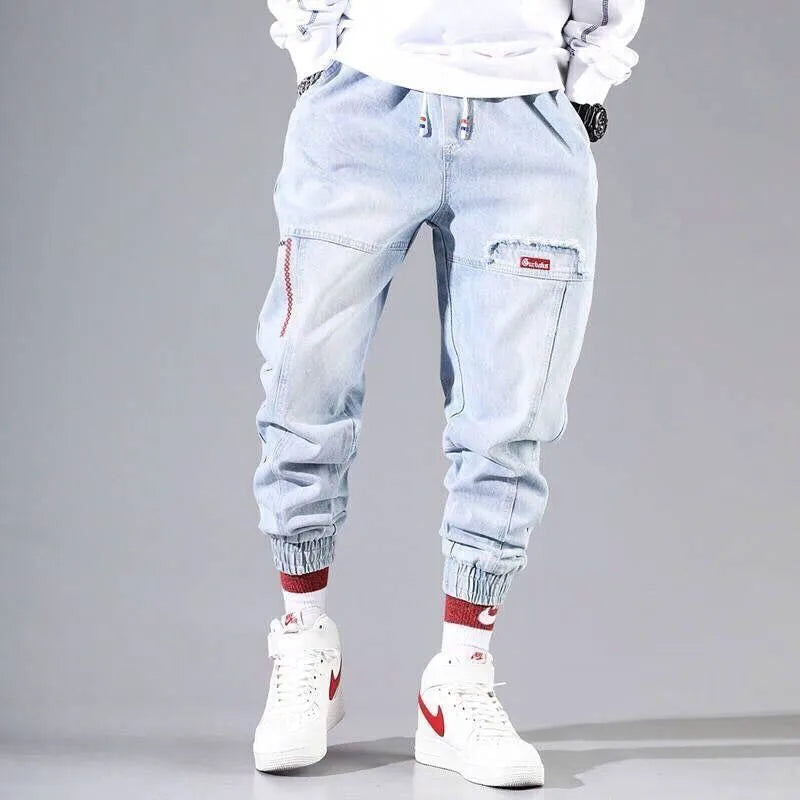 Men’s Hip-Hop Cargo Joggers – Elastic Harun Streetwear Pants for Autumn & Spring