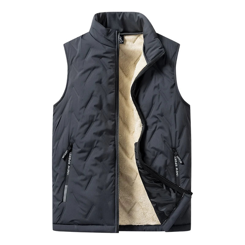 Men’s Winter Cotton Vest – Warm Sleeveless Jacket with Stand Collar