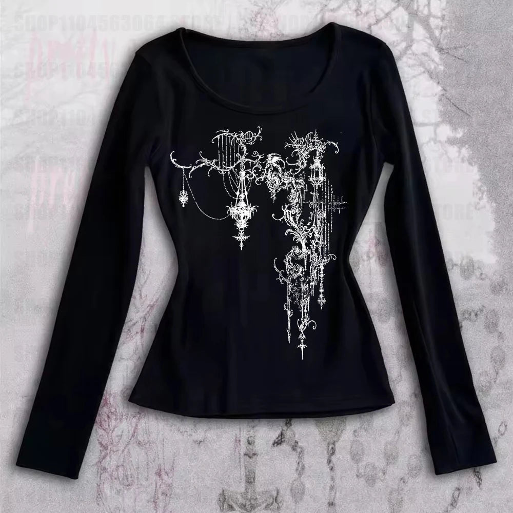 Y2K Wings Graphic Black Crop Top