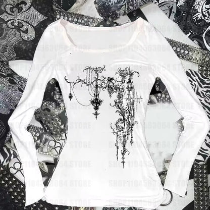 Y2K Wings Graphic Black Crop Top