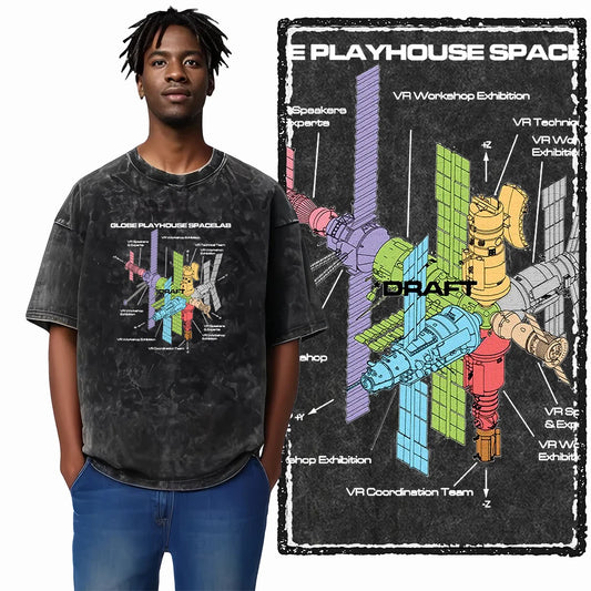 Astronaut Acid Wash Tee – Space Graphic Oversized Streetwear
