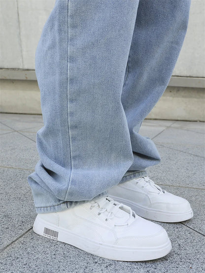 Men’s Baggy Straight-Leg Jeans – Y2K Oversized Casual Wide-Leg Denim Pants