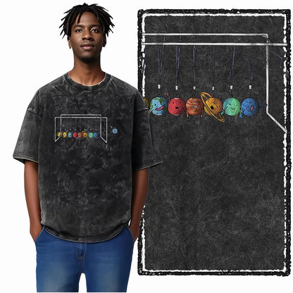 Astronaut Acid Wash Tee – Space Graphic Oversized Streetwear