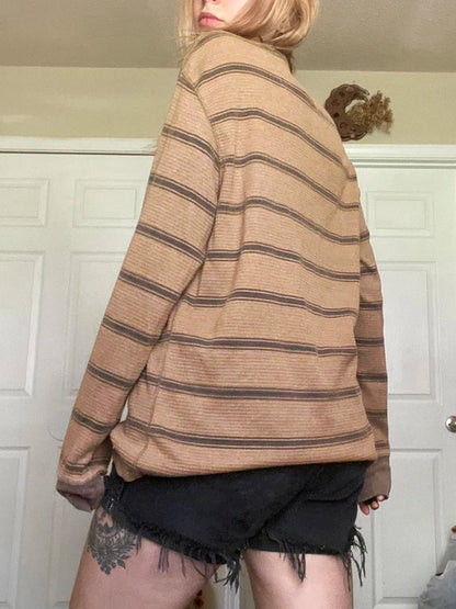 Fairy Grunge Y2K Striped Knit Long Sleeve Top