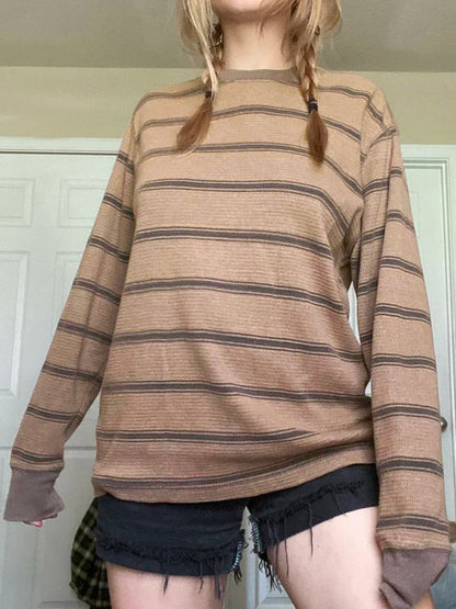 Fairy Grunge Y2K Striped Knit Long Sleeve Top