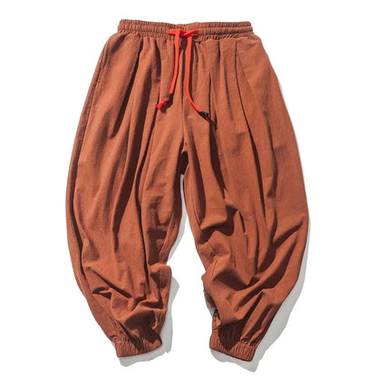 Men’s Oversized Cotton-Linen Harem Pants – Loose Trendy Jogger Trousers