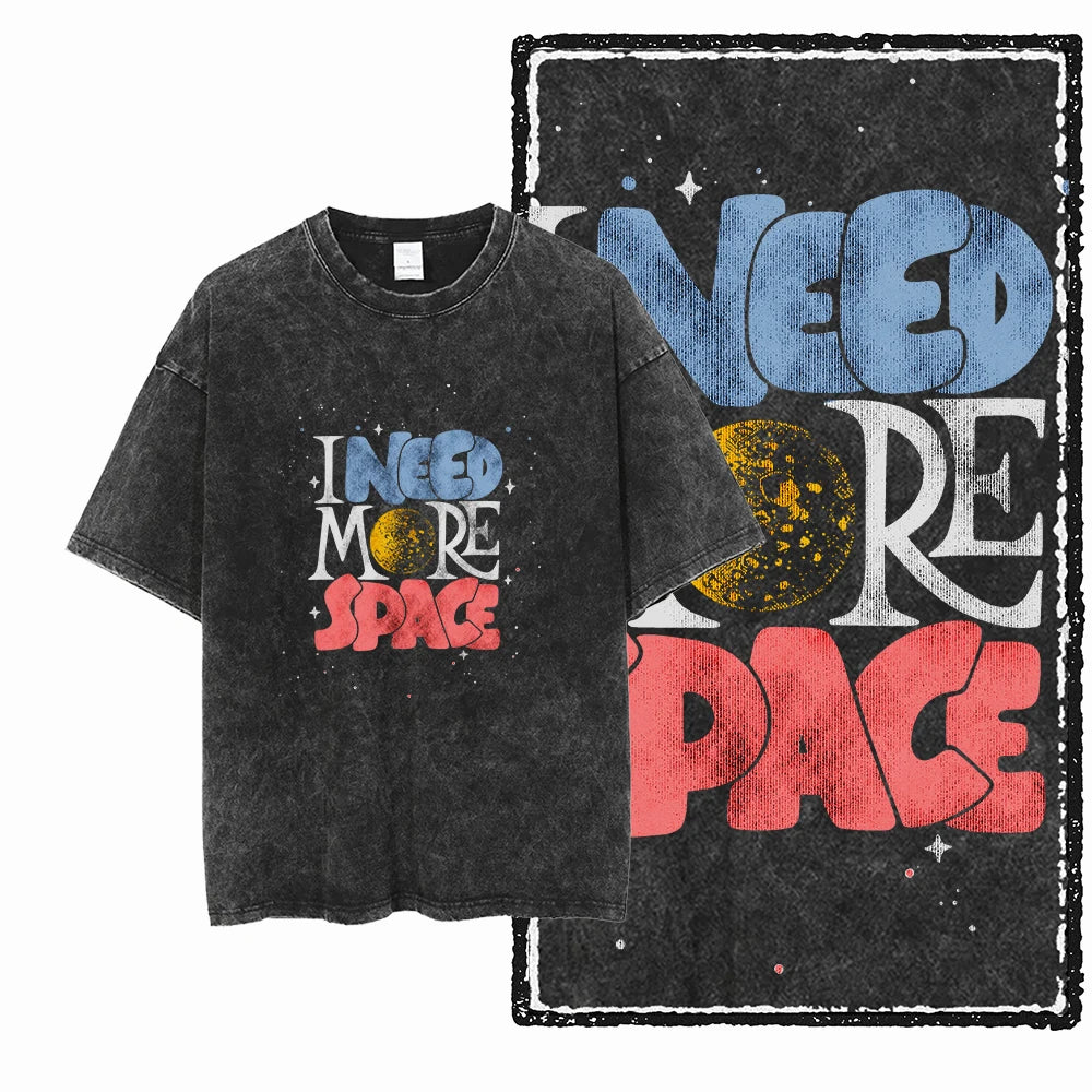 Astronaut Acid Wash Tee – Space Graphic Oversized Streetwear