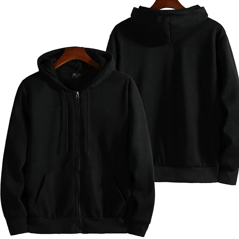 Men’s Zip-Up Hoodie – Autumn/Winter Loose Fit Casual Sweatshirt