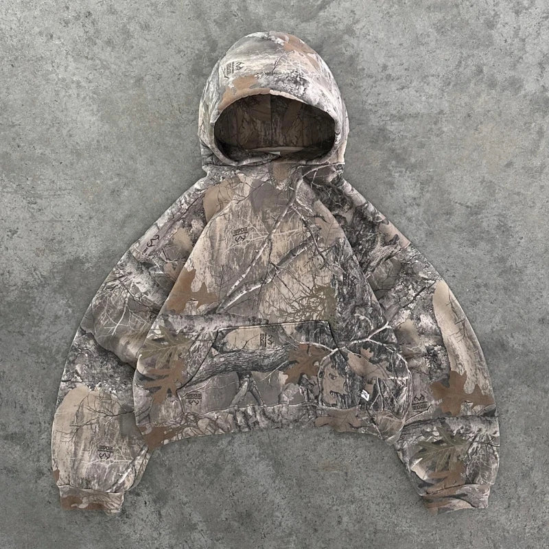 Oversized Y2K Camo Zip-Up Hoodie – Unisex High Street Hip-Hop Sweatshirt