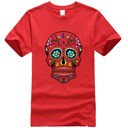 Men’s 100% Cotton Skull Tee – Loose Fit Street Style Short Sleeve