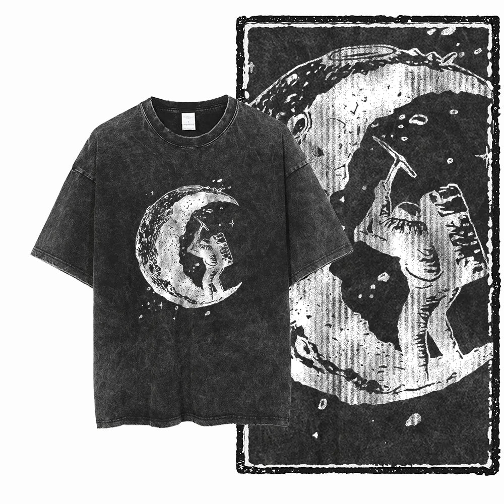 Astronaut Acid Wash Tee – Space Graphic Oversized Streetwear